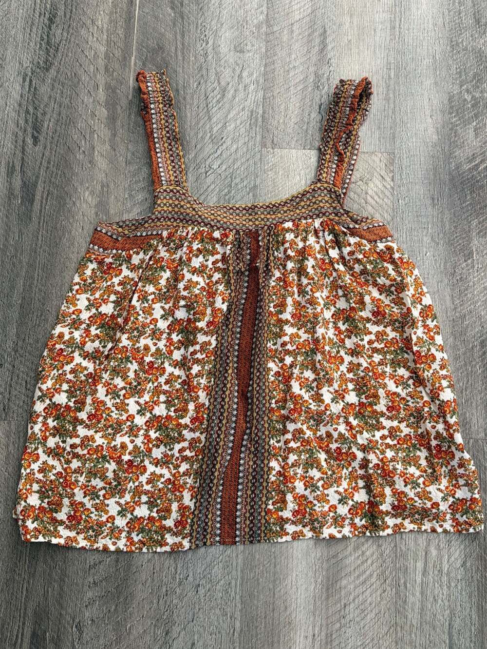 Jane and Delancey Floral Sleeveless Top in White and Orange